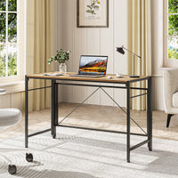 Dripex 110 x 50cm Folding Desk Foldable Computer Desk, Space-Saving Writing Table with Metal Frame, Home Office Workstation for Study, Bedroom and Gaming, Easy Assembly