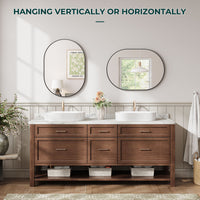 Dripex Oval Mirror, 70 x 50cm Wall Mounted Bathroom Mirror, Horizontal or Vertical Hanging Wall Mirror for Living Room, Bedroom, Entryway