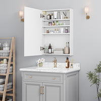 Dripex Single Door Bathroom Mirror Cabinet, Wall Mounted Storage Cupboard with Mirror, Cabinet with Adjustable Shelf