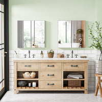 Dripex Double Door Bathroom Mirror Cabinet, Wall Mounted Storage Cupboard with Mirror, Wall Cabinet with Open Compartment Adjustable Shelf, White (60 x 60 x 12 cm)