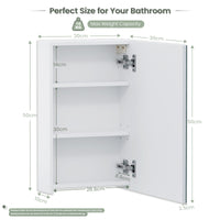 Dripex Single Door Bathroom Mirror Cabinet, Wall Mounted Storage Cupboard with Mirror, Cabinet with Adjustable Shelf