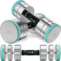 Dripex Steel Adjustable Dumbbells Set 2.5kg 5kg 7.5kg 10kg 15kg 25kg Dumbbells Pair Hand Weights with Foam Handle for Men Women Home Gym Fitness Dumbbell Training