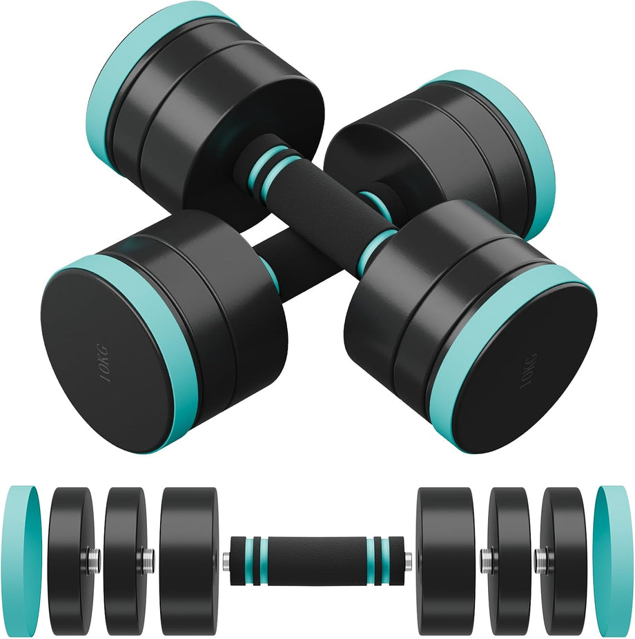 Dripex Steel Adjustable Dumbbells Set 2.5kg 5kg 7.5kg 10kg 15kg 25kg Dumbbells Pair Hand Weights with Foam Handle for Men Women Home Gym Fitness Dumbbell Training