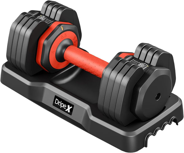Dripex Adjustable Dumbbells 11kg/24.5kg Dumbbell Weights Pair for Men | Quick-Adjust Non-Slip Handle, Fast Weight Set for Saving Place, Home Gym Fitness Training, Safety Locking Mechanism