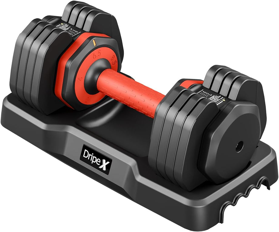 Dripex Adjustable Dumbbells 11kg/24.5kg Dumbbell Weights Pair for Men | Quick-Adjust Non-Slip Handle, Fast Weight Set for Saving Place, Home Gym Fitness Training, Safety Locking Mechanism