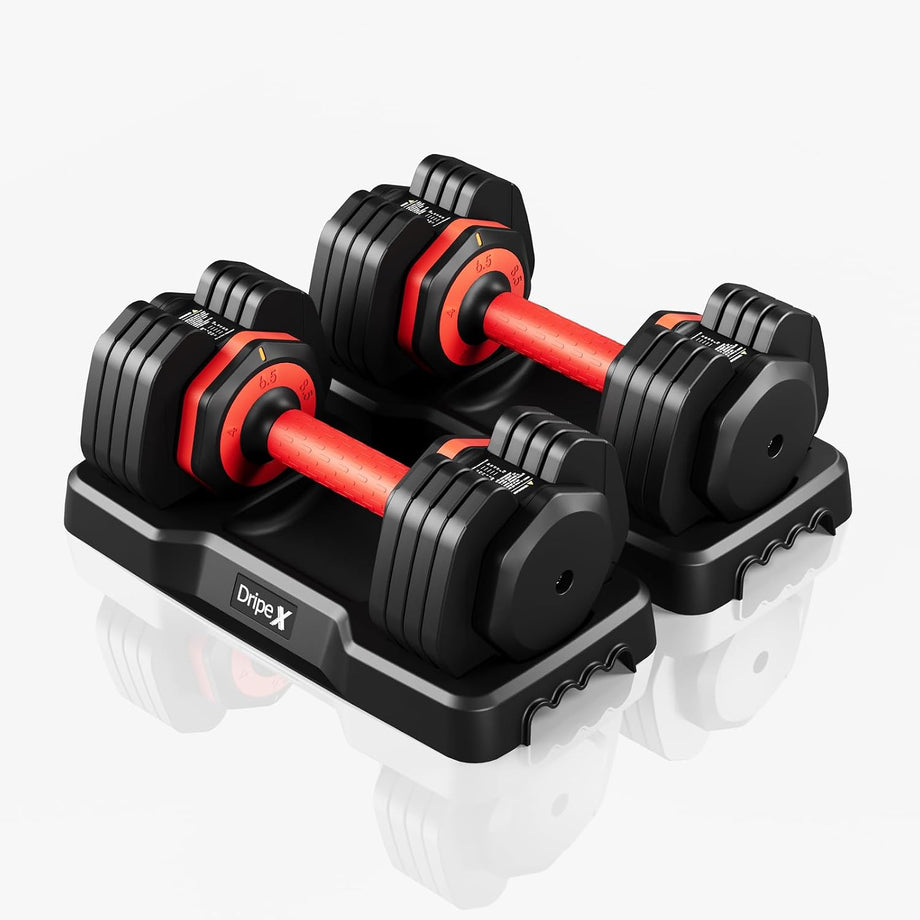 Dripex Adjustable Dumbbells 11kg/24.5kg Dumbbell Weights Pair for Men | Quick-Adjust Non-Slip Handle, Fast Weight Set for Saving Place, Home Gym Fitness Training, Safety Locking Mechanism