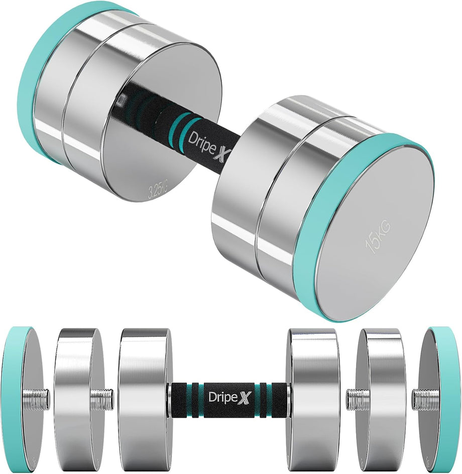 Dripex Steel Adjustable Dumbbells Set 2.5kg 5kg 7.5kg 10kg 15kg 25kg Dumbbells Pair Hand Weights with Foam Handle for Men Women Home Gym Fitness Dumbbell Training