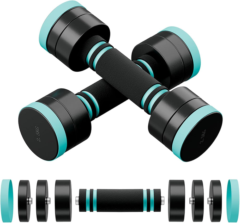 Dripex Steel Adjustable Dumbbells Set 2.5kg 5kg 7.5kg 10kg 15kg 25kg Dumbbells Pair Hand Weights with Foam Handle for Men Women Home Gym Fitness Dumbbell Training