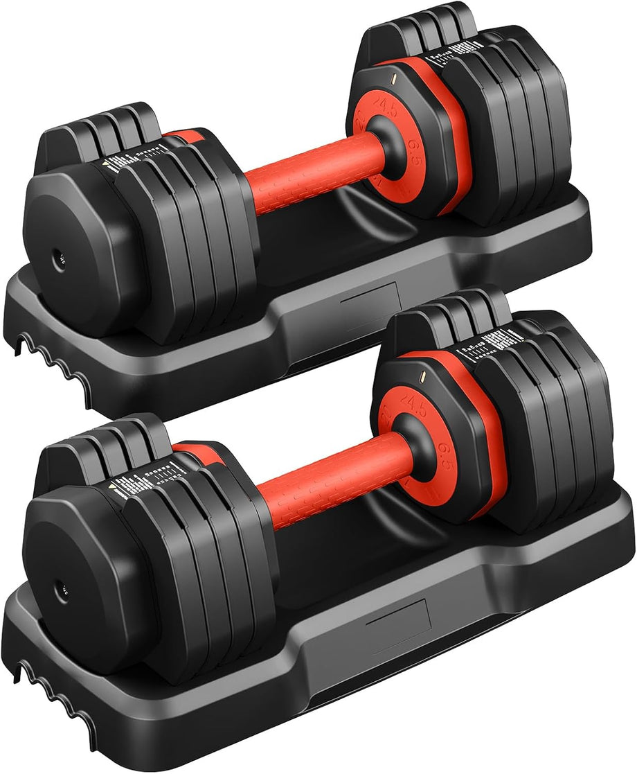 Dripex Adjustable Dumbbells 11kg/24.5kg Dumbbell Weights Pair for Men | Quick-Adjust Non-Slip Handle, Fast Weight Set for Saving Place, Home Gym Fitness Training, Safety Locking Mechanism