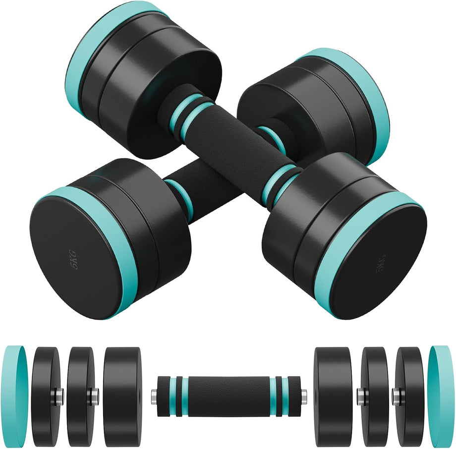 Dripex Steel Adjustable Dumbbells Set 2.5kg 5kg 7.5kg 10kg 15kg 25kg Dumbbells Pair Hand Weights with Foam Handle for Men Women Home Gym Fitness Dumbbell Training