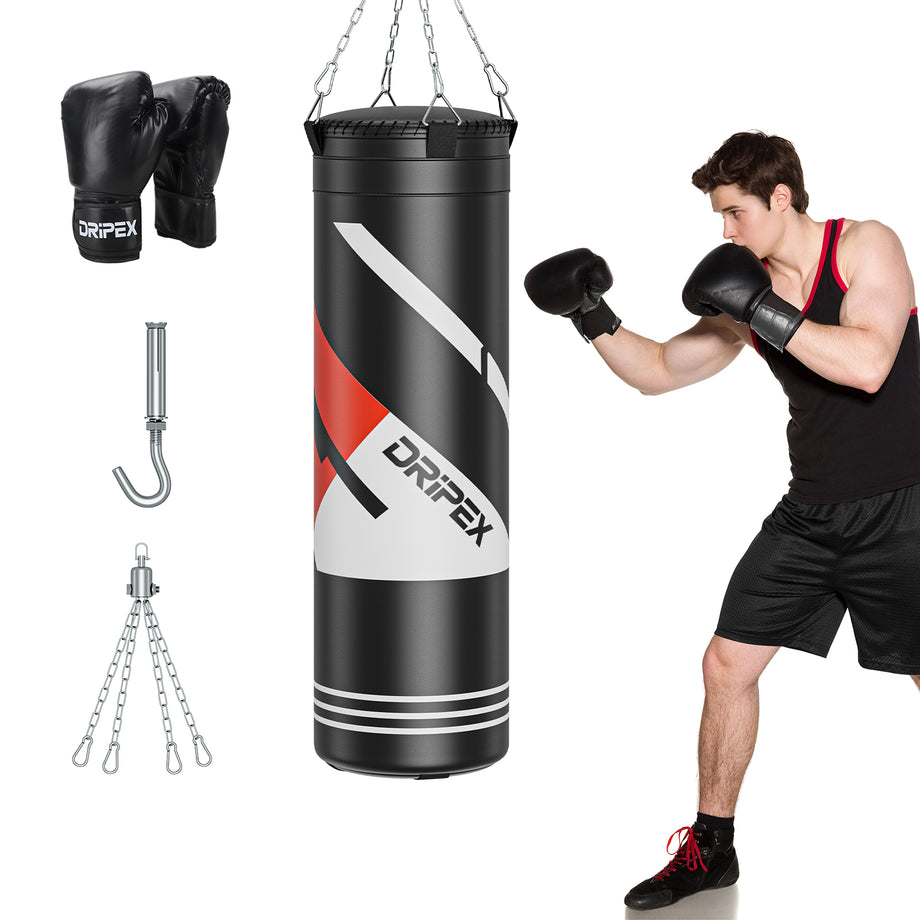 Dripex Punch Bag, 4FT Heavy Boxing Bag Set with Gloves, Hanging Punching Bag with 360° Swivel Hanging Chains - Punch Bags Equipment for Adults&Kids MMA Kickboxing Muay Thai Karate, Home Gym Training