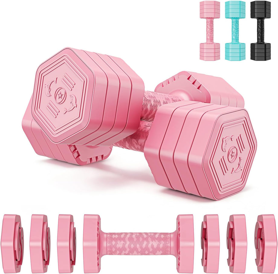 Dripex Women Weights Dumbbells Set 2.5kg 5kg 7.5kg Adjustable Dumbbell Pair | Weight Set for Women Men 4-in-1, Anti-Roll Design, Sold as a Pair, Non-Slip Handle, Home Gym Workout