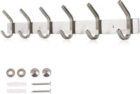 Dripex Coat Hook Rack Wall Mounted 304 Stainless Steel Hanger Heavy Duty Clothes Hat Holder (6 Hooks/8 Hooks)