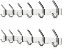 Dripex Coat Hook Rack Wall Mounted 304 Stainless Steel Hanger Heavy Duty Clothes Hat Holder (6 Hooks/8 Hooks)