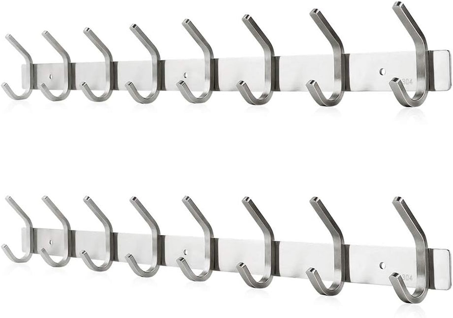 Dripex Coat Hook Rack Wall Mounted 304 Stainless Steel Hanger Heavy Duty Clothes Hat Holder (6 Hooks/8 Hooks)