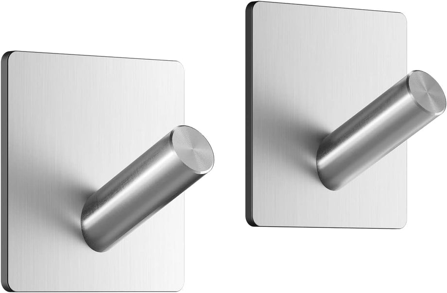 Dripex Self Adhesive Hooks - Set of 2/4/6, Stainless Steel - Strong Sticky Hooks for Hanging Towels, Bathroom Towel Hooks, Tea Towel Hooks, Stick on Hooks