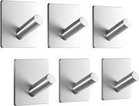 Dripex Self Adhesive Hooks - Set of 2/4/6, Stainless Steel - Strong Sticky Hooks for Hanging Towels, Bathroom Towel Hooks, Tea Towel Hooks, Stick on Hooks