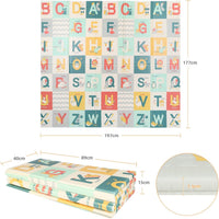 Dripex 197 × 177cm Baby Play Mat, Large Foam Crawling Playmat, Foldable Reversible Waterproof Non Toxic Portable Floor Mat with Letters and Numbers for Baby