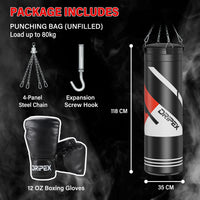 Dripex Punch Bag, 4FT Heavy Boxing Bag Set with Gloves, Hanging Punching Bag with 360° Swivel Hanging Chains - Punch Bags Equipment for Adults&Kids MMA Kickboxing Muay Thai Karate, Home Gym Training