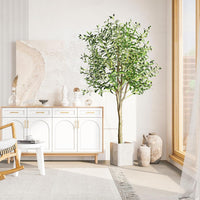 YOLEO 4FT/5FT/6FT/7FT Artificial Olive Tree Tall Faux Silk Olive Plant with Lifelike Olive Leaves Fake Olive Tree for Home Office Indoor Decor