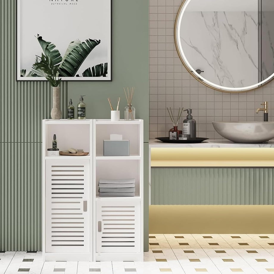 Dripex 3 Tier Bathroom Storage Cabinet White, 25W x 22D x 80H cm Waterproof Dustproof design, Compact Space-saving Size, Tool-free Disassembly, Free Standing