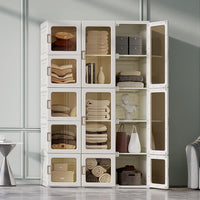 Dripex Portable Wardrobe Closet Storage Organizer Transparent Door Panels, Plastic Wardrobe with Magnetic Door, Suitable for Living Room, Bedroom, Easy Assembly