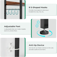 Dripex Baker's Rack with/without power outlet, 65" Freestanding Kitchen Storage Shelf Unit with Hooks, 5-Tier Versatile Standing Bookshelf for Home, Kitchen, Living Room