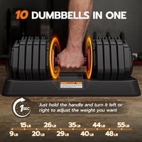 Dripex Adjustable Dumbbells 55lbs Dumbbell Weights Pair for Men | Quick-Adjust Non-Slip Handle, Fast Weight Set for Saving Place, Home Gym Fitness Training, Safety Locking Mechanism