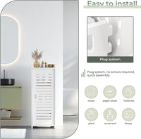 Dripex 4 Tier Bathroom Floor Cabinet, 30W x 30D x 80H cm, White Storage Cabinet with Door, Narrow Free Standing Cupboards Adjustable Shelves for Bathroom or Bedroom