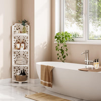 Dripex 3 Tier/4 Tier Baroque White Corner Shelf, Narrow Bathroom Shelves for Small Space, Floor Standing Storage Display Rack for Living Room, Bedroom or Home