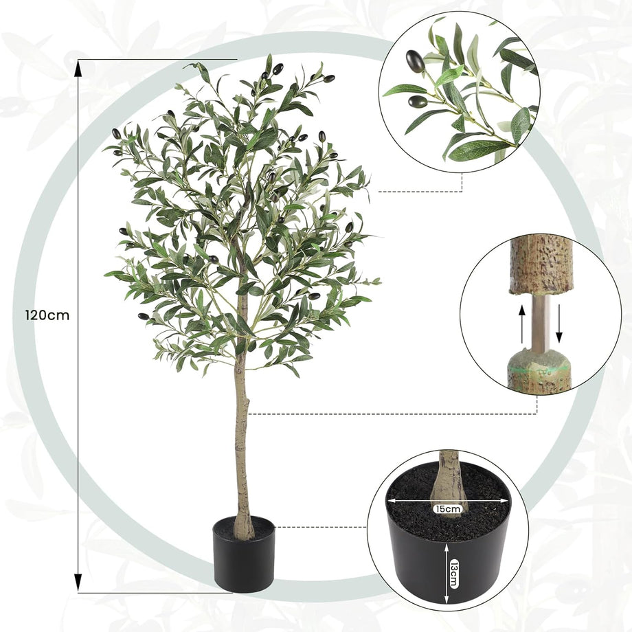 YOLEO 4FT/5FT/6FT/7FT Artificial Olive Tree Faux Silk Olive Plant for Home Office Decor Indoor Lifelike Fake Tree