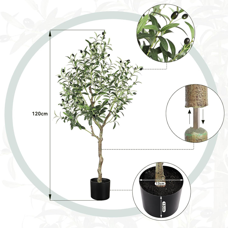 YOLEO 4FT/5FT/6FT/7FT Artificial Olive Tree Tall Faux Silk Olive Plant with Lifelike Olive Leaves Fake Olive Tree for Home Office Indoor Decor