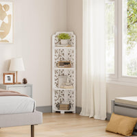 Dripex 3 Tier/4 Tier Baroque White Corner Shelf, Narrow Bathroom Shelves for Small Space, Floor Standing Storage Display Rack for Living Room, Bedroom or Home