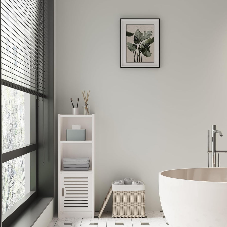 Dripex 3 Tier Bathroom Storage Cabinet White, 25W x 22D x 80H cm Waterproof Dustproof design, Compact Space-saving Size, Tool-free Disassembly, Free Standing