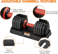 Dripex Adjustable Dumbbells 55lbs Dumbbell Weights Pair for Men | Quick-Adjust Non-Slip Handle, Fast Weight Set for Saving Place, Home Gym Fitness Training, Safety Locking Mechanism