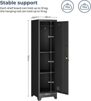 Dripex Metal Cabinet with Hanging Rail Lockable Steel Filing Cabinet Multi-purpose Storage Cabinet Steel Locker for School Home Office Garage 150 x 38 x 38 cm