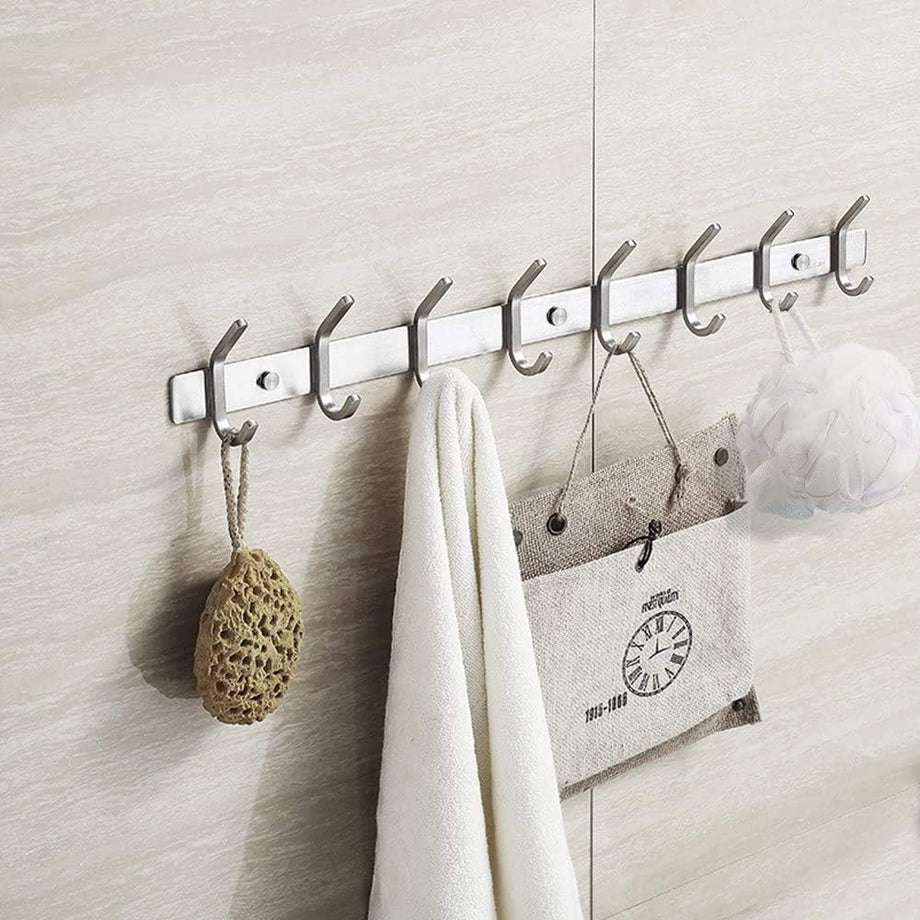 Dripex Coat Hook Rack Wall Mounted 304 Stainless Steel Hanger Heavy Duty Clothes Hat Holder (6 Hooks/8 Hooks)