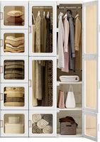 Dripex Portable Wardrobe Closet Storage Organizer Transparent Door Panels, Plastic Wardrobe with Magnetic Door, Suitable for Living Room, Bedroom, Easy Assembly