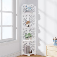 Dripex 3 Tier/4 Tier Baroque White Corner Shelf, Narrow Bathroom Shelves for Small Space, Floor Standing Storage Display Rack for Living Room, Bedroom or Home