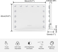 Dripex 14/15 Dimmable LED Bulbs Hollywood Vanity Mirror with Lights, Large Lighted Makeup Mirror, USB Cable, Touchscreen Control, Cosmetic Tabletop Mirror for Bedroom, Dressing Room