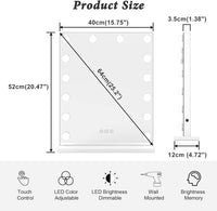 Dripex 14/15 Dimmable LED Bulbs Hollywood Vanity Mirror with Lights, Large Lighted Makeup Mirror, USB Cable, Touchscreen Control, Cosmetic Tabletop Mirror for Bedroom, Dressing Room