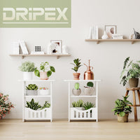 Dripex 3-Tier Side End Table with Storage Shelf Basket, White Small Bedside Table, Slim Narrow Nightstand Small Spaces for Living Room, Bedroom, Bathroom, Balcony