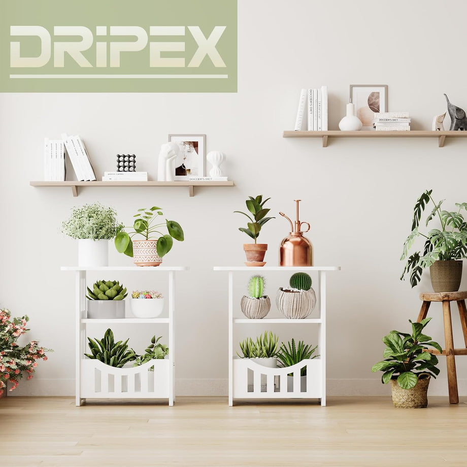 Dripex 3-Tier Side End Table with Storage Shelf Basket, White Small Bedside Table, Slim Narrow Nightstand Small Spaces for Living Room, Bedroom, Bathroom, Balcony