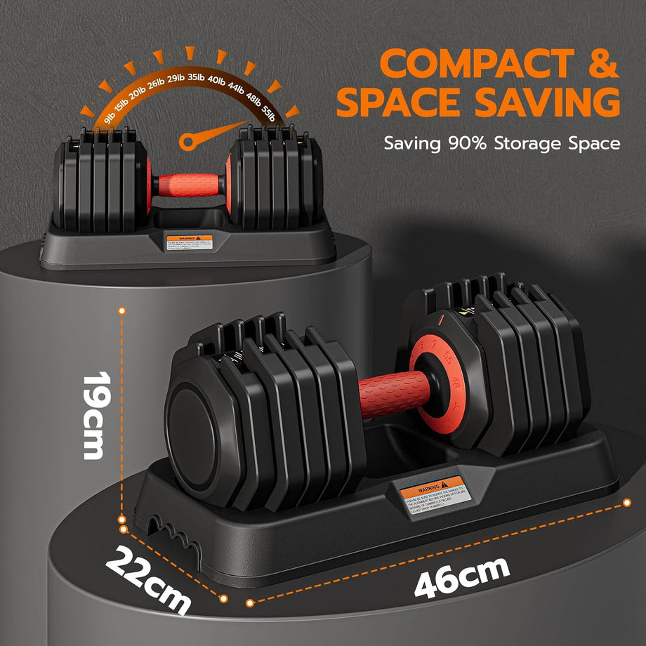 Dripex Adjustable Dumbbells 55lbs Dumbbell Weights Pair for Men | Quick-Adjust Non-Slip Handle, Fast Weight Set for Saving Place, Home Gym Fitness Training, Safety Locking Mechanism