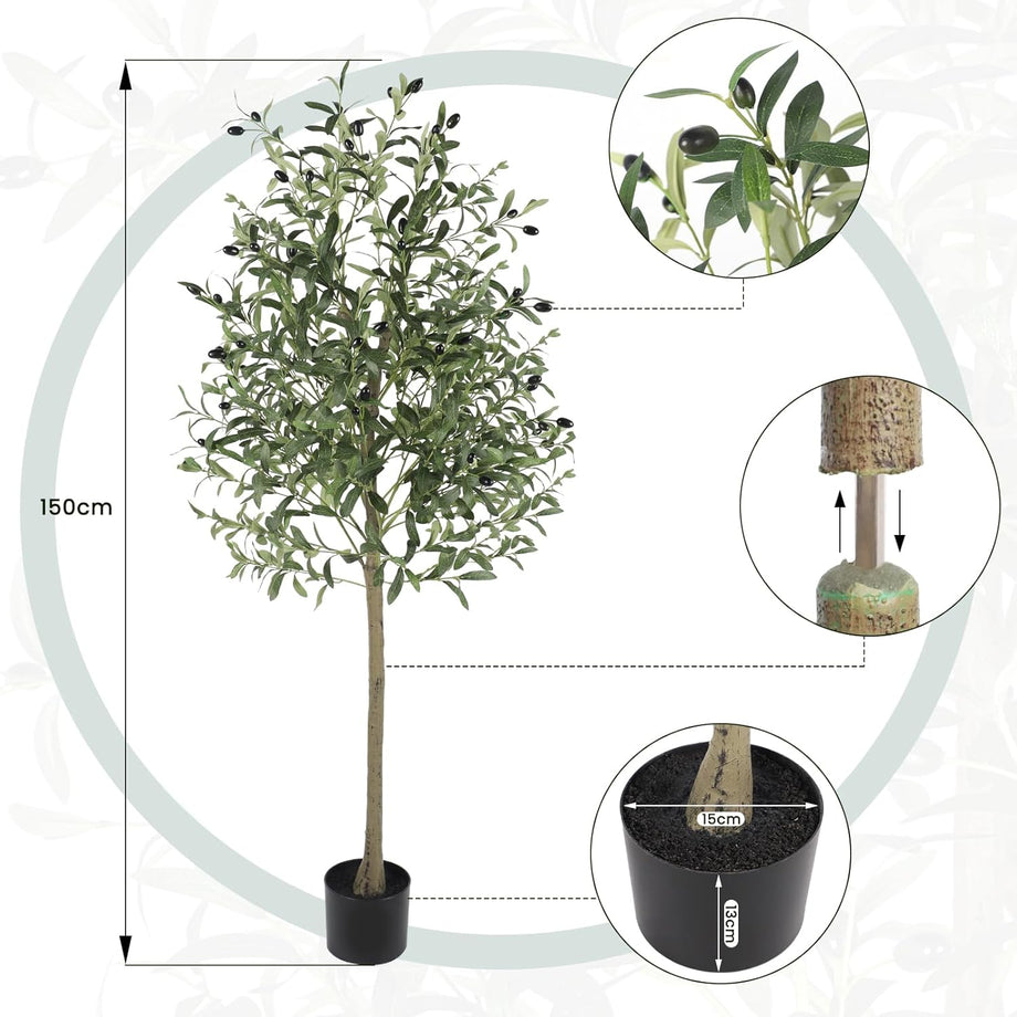 YOLEO 4FT/5FT/6FT/7FT Artificial Olive Tree Faux Silk Olive Plant for Home Office Decor Indoor Lifelike Fake Tree