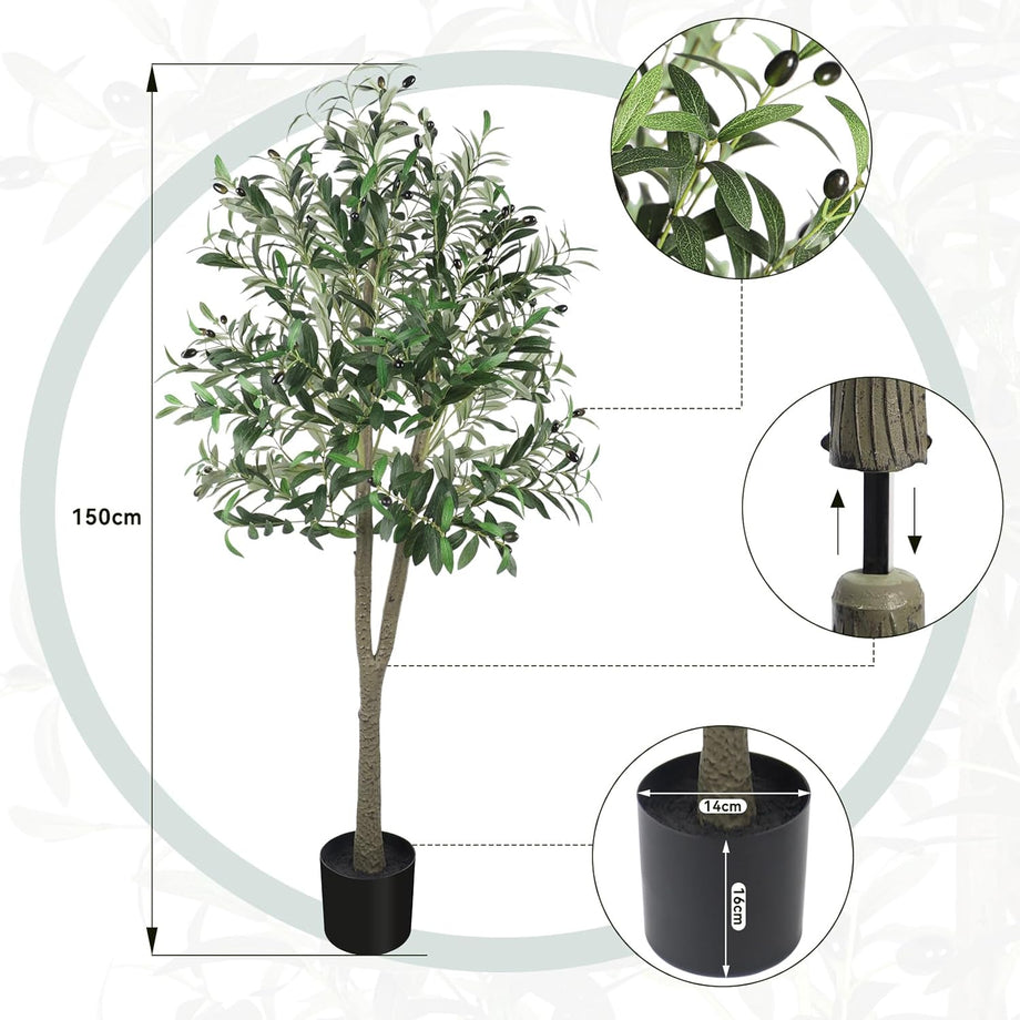 YOLEO 4FT/5FT/6FT/7FT Artificial Olive Tree Tall Faux Silk Olive Plant with Lifelike Olive Leaves Fake Olive Tree for Home Office Indoor Decor