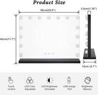 Dripex 14/15 Dimmable LED Bulbs Hollywood Vanity Mirror with Lights, Large Lighted Makeup Mirror, USB Cable, Touchscreen Control, Cosmetic Tabletop Mirror for Bedroom, Dressing Room
