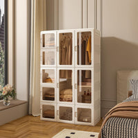 Dripex Portable Wardrobe Closet Storage Organizer Transparent Door Panels, Plastic Wardrobe with Magnetic Door, Suitable for Living Room, Bedroom, Easy Assembly
