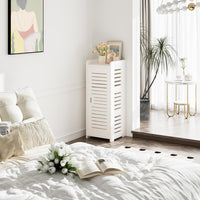 Dripex 4 Tier Bathroom Floor Cabinet, 30W x 30D x 80H cm, White Storage Cabinet with Door, Narrow Free Standing Cupboards Adjustable Shelves for Bathroom or Bedroom