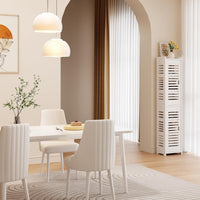 Dripex 7 Tier Tall Bathroom Floor Cabinet, 20W x 20D x 118H cm, Slim White Storage Cabinet with Door, Narrow Free Standing Cupboards Adjustable Shelves for Bathroom or Bedroom